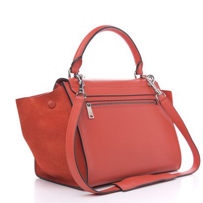 Celine Drummed Calfskin Suede Small Trapeze Vermillion 4 of 11