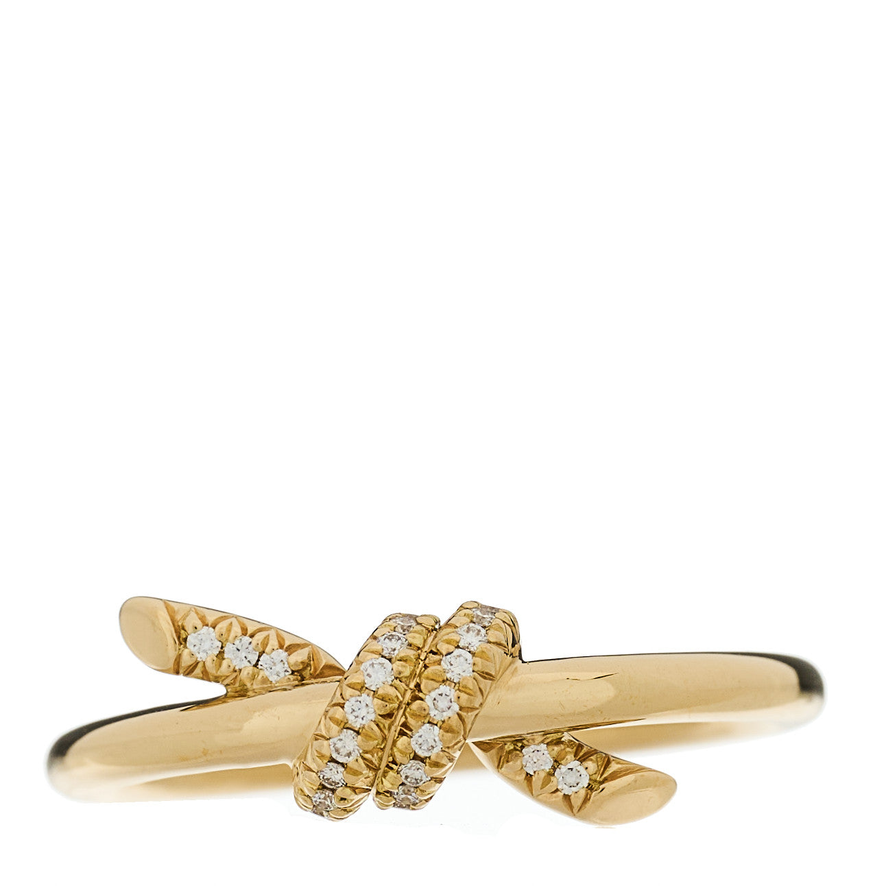 18K Yellow Gold Diamond Small Knot Ring 52 6