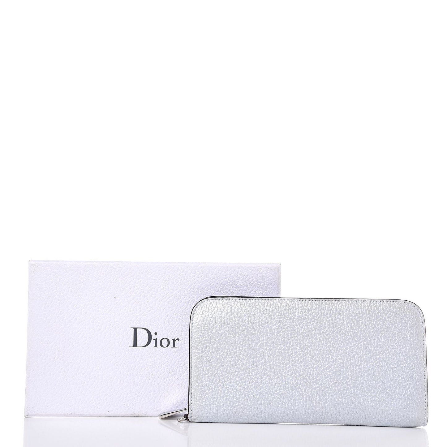 Metallic Bullcalf Diorissimo Voyageur Wallet Silver