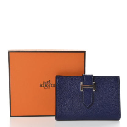 Hermes Chevre Mysore Bearn Card Holder Wallet Bleu Encre 8 of 8