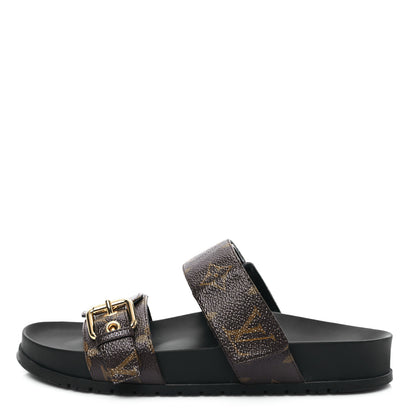 Louis Vuitton Monogram Bom Dia Mule Sandals 36 Black 1 of 9