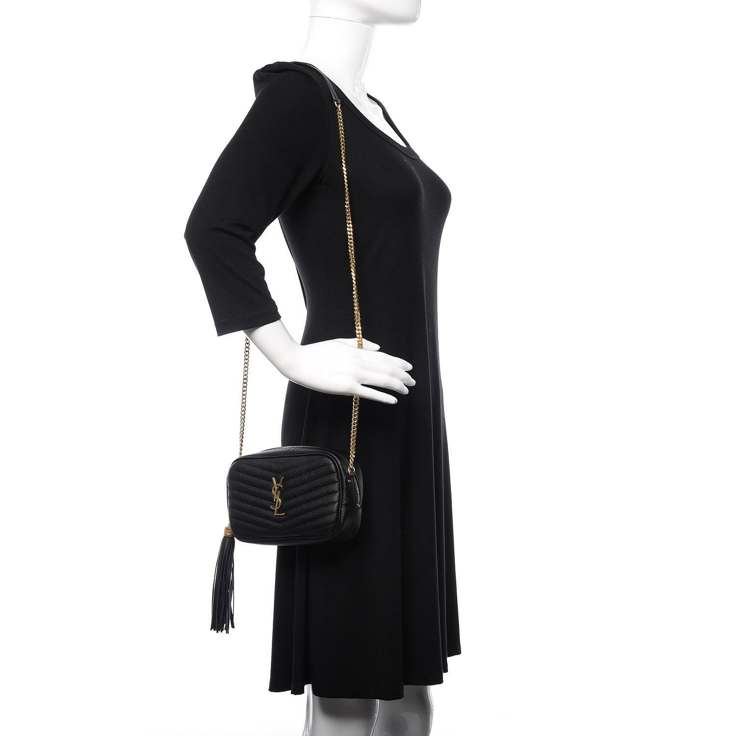 Saint Laurent Grain De Poudre Matelasse Monogram Mini Lou Camera Bag Black 2 of 10