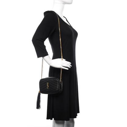Saint Laurent Grain De Poudre Matelasse Monogram Mini Lou Camera Bag Black 2 of 10