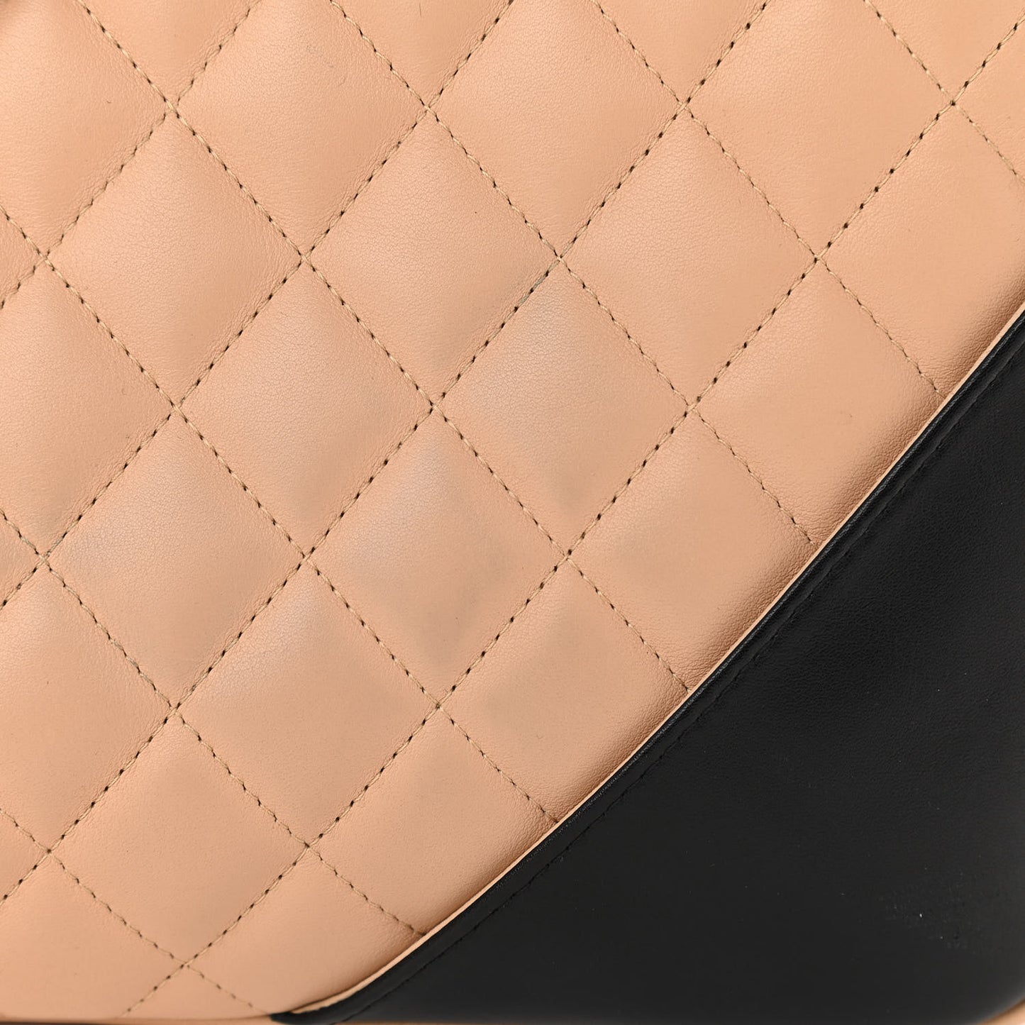 Calfskin Quilted Large Cambon Flap Beige Black