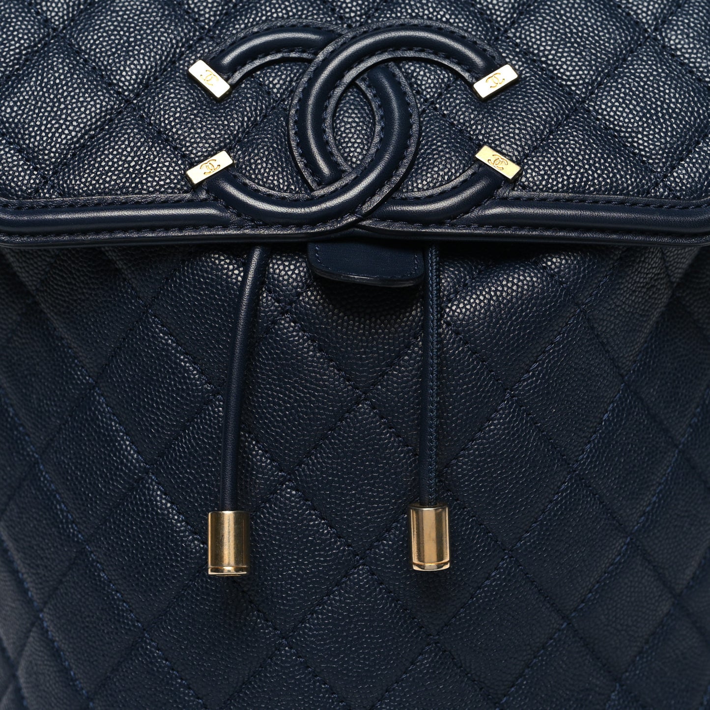 Caviar Quilted Filigree Backpack Navy