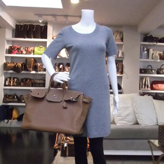 Hermes Clemence Leather BIRKIN 40 Gold Tote Bag 2 of 12