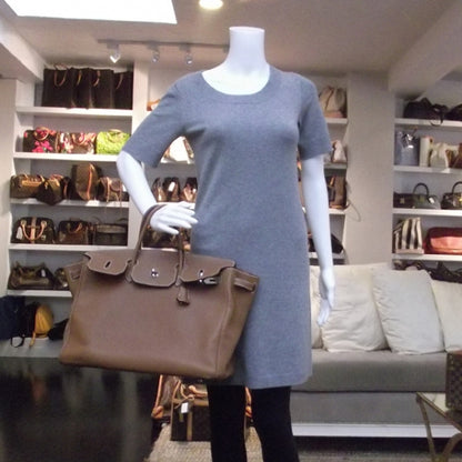 Hermes Clemence Leather BIRKIN 40 Gold Tote Bag 2 of 12