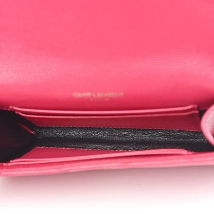 Saint Laurent Grain De Poudre Matelasse Chevron Small Monogram Envelope Wallet Bubblegum 5 of 11