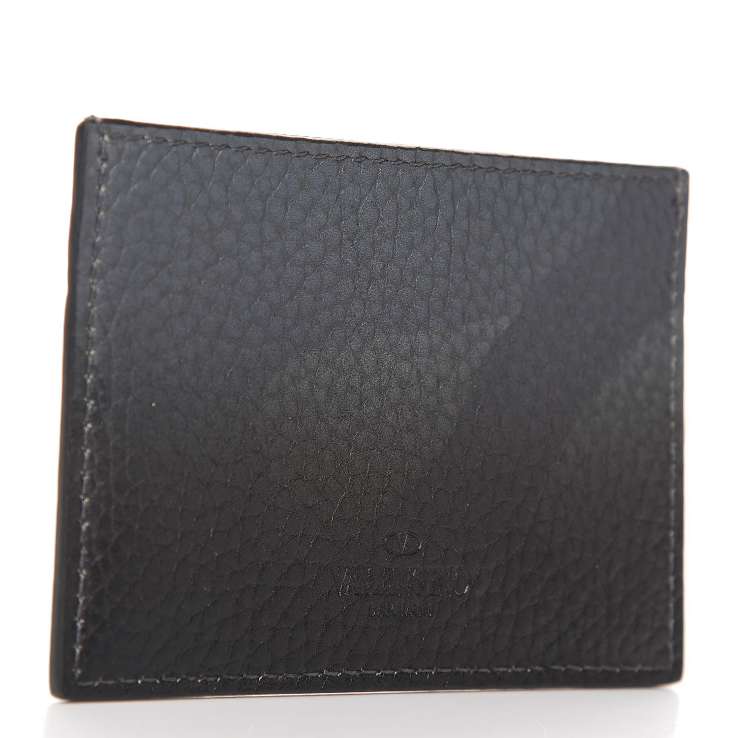Valentino Garavani Pebbled Calfskin Rockstud Camouflage Card Holder Black Grey 3 of 8