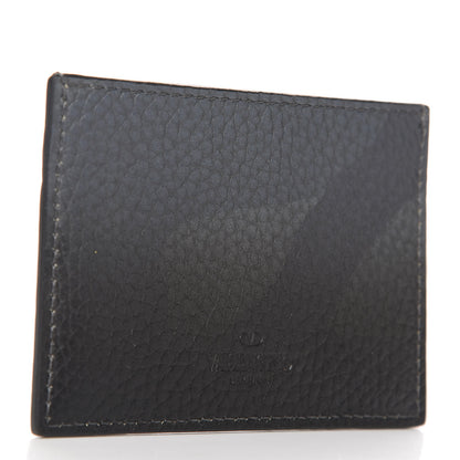 Valentino Garavani Pebbled Calfskin Rockstud Camouflage Card Holder Black Grey 3 of 8