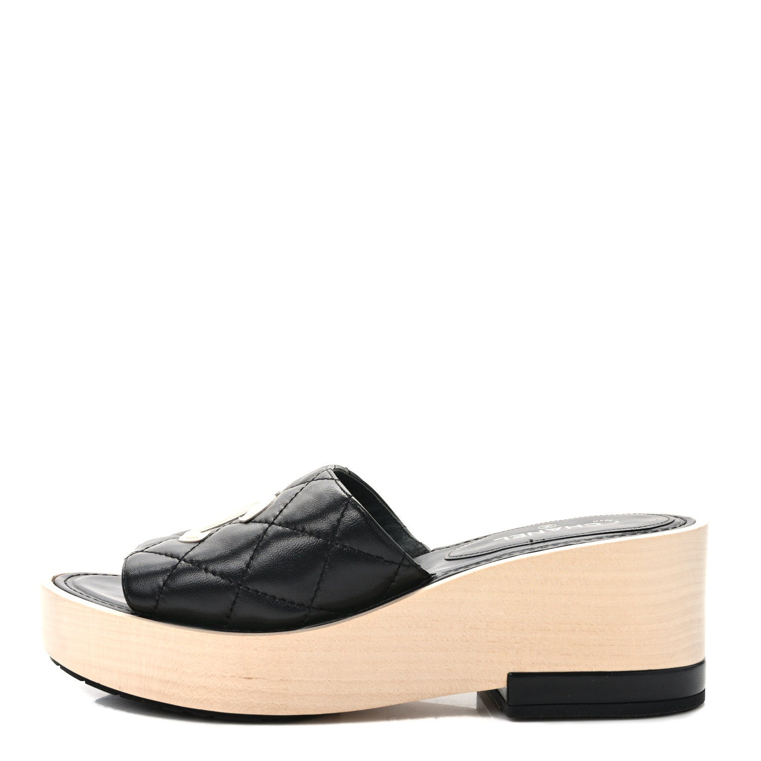 Chanel Lambskin CC Flat Slide Sandals 37 Black 1 of 8
