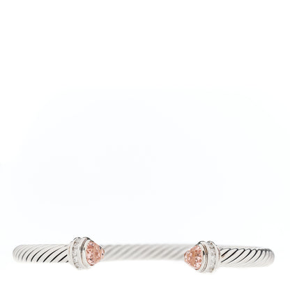 David Yurman Sterling Silver Diamond Morganite 5mm Cable Classics Bracelet 1 of 3