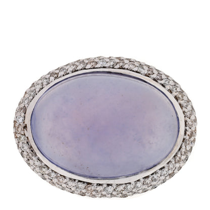 David Yurman Sterling Silver Diamond Chalcedony Signature Oval Ring 52 6 1 of 5