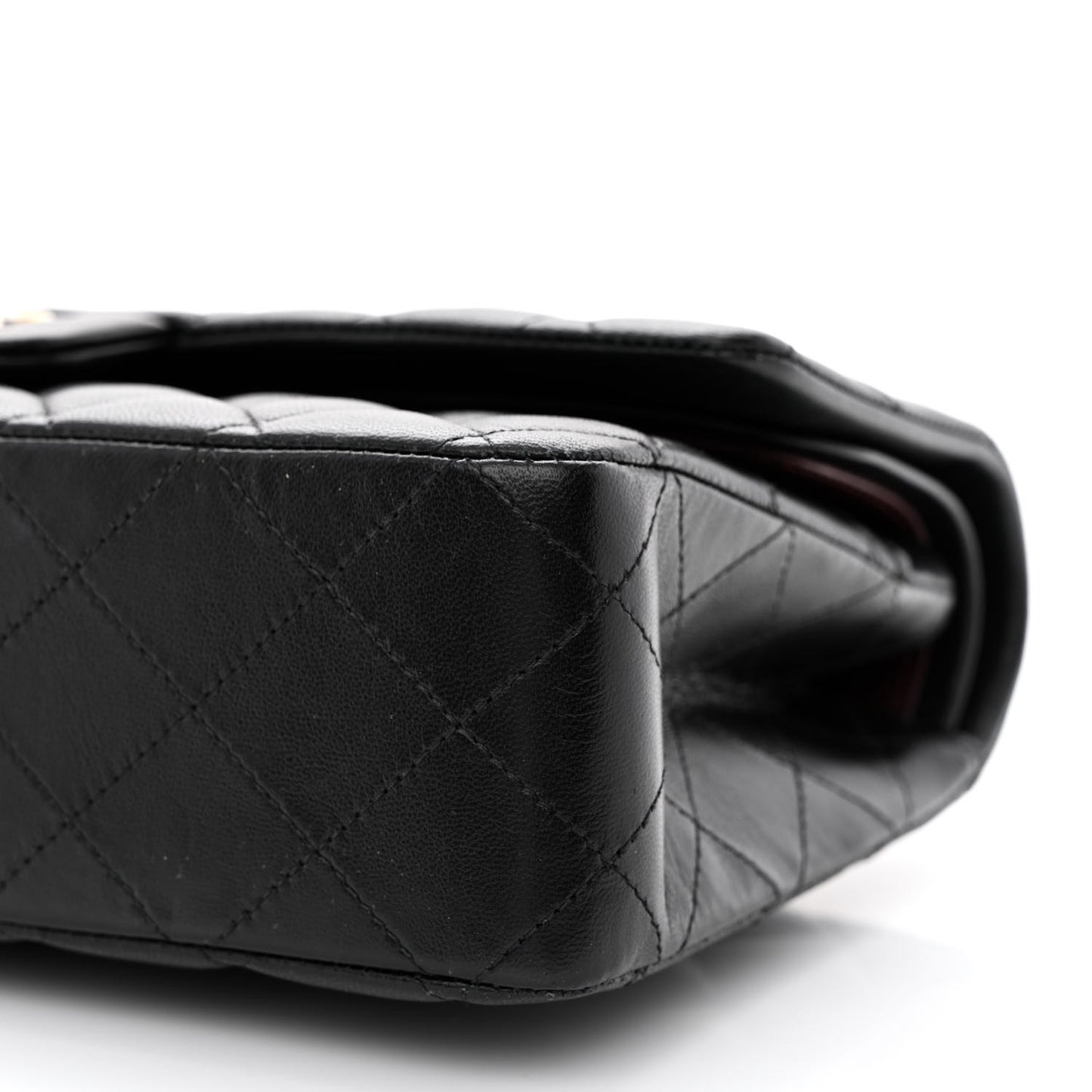 Lambskin Quilted Medium Double Flap Black