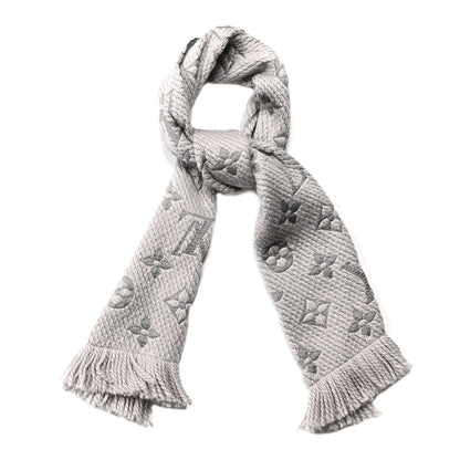 Louis Vuitton Wool Silk Logomania Scarf Pearl Grey 1 of 4