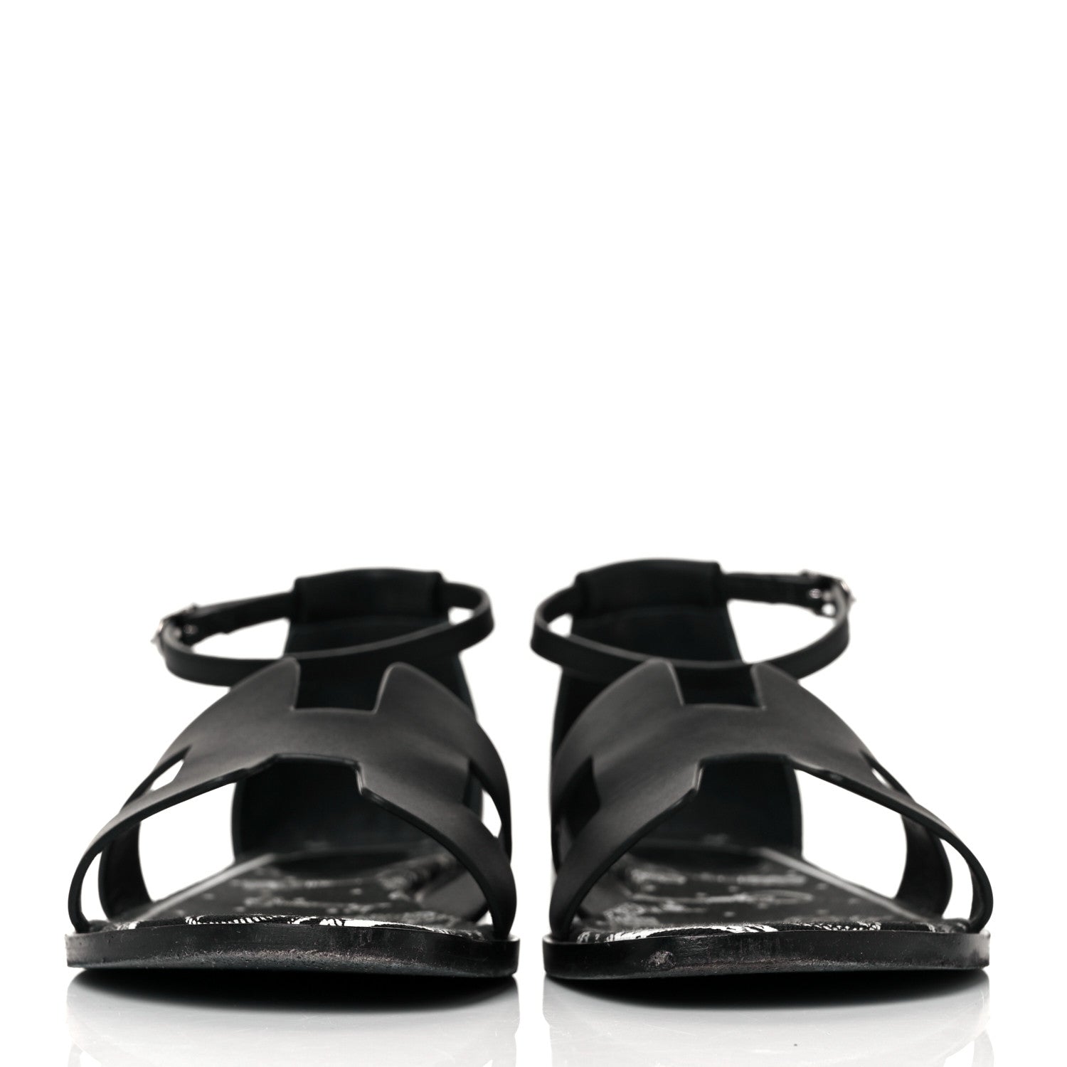 Hermes Calfskin Santorini Sandals 36.5 Black 4 of 18