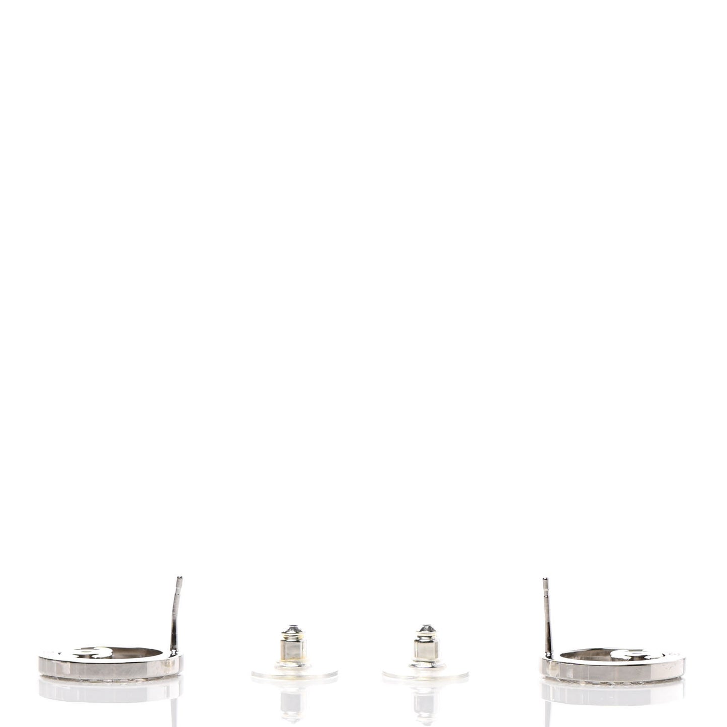 Crystal CC Round Earrings Silver