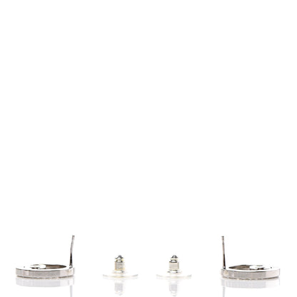 Chanel Crystal CC Round Earrings Silver 3 of 5