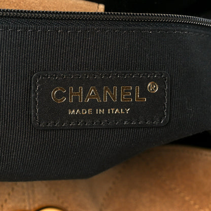 Chanel Suede Calfskin Shiny Lambskin Quilted Small Coco Base Shopping Bag Beige Black 6 of 11