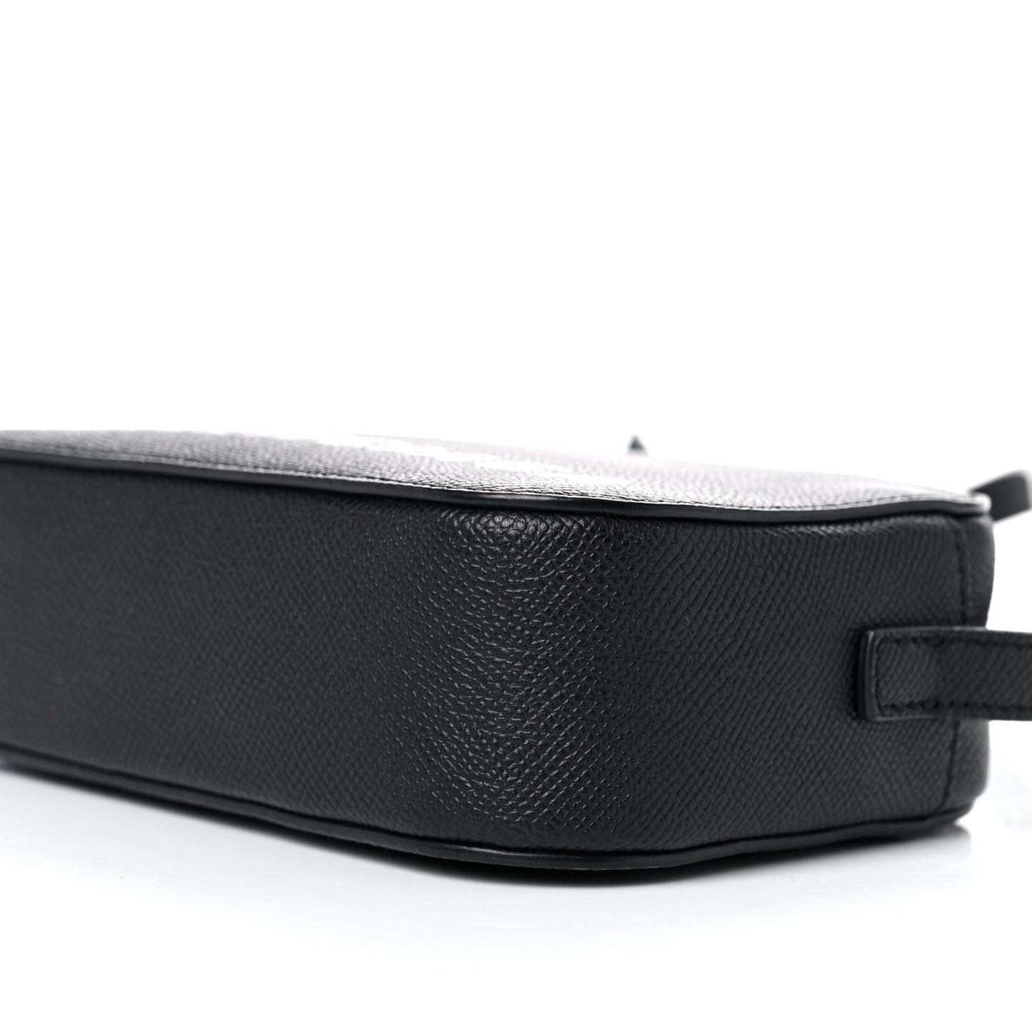 Signature Grained Calfskin Logo XS Ville Camera Bag Black White