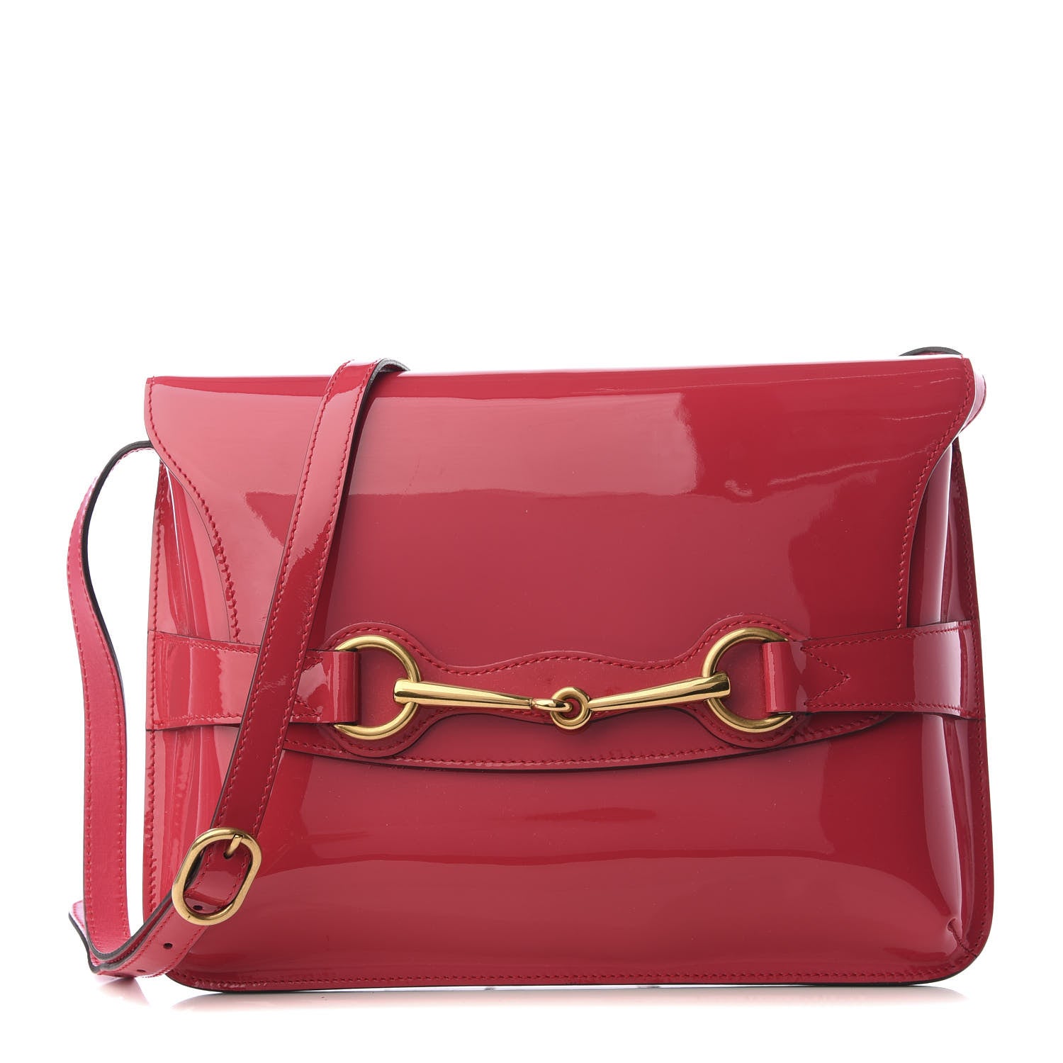 Gucci Patent Large Bright Bit Shoulder Bag Shocking Pink 1 of 8