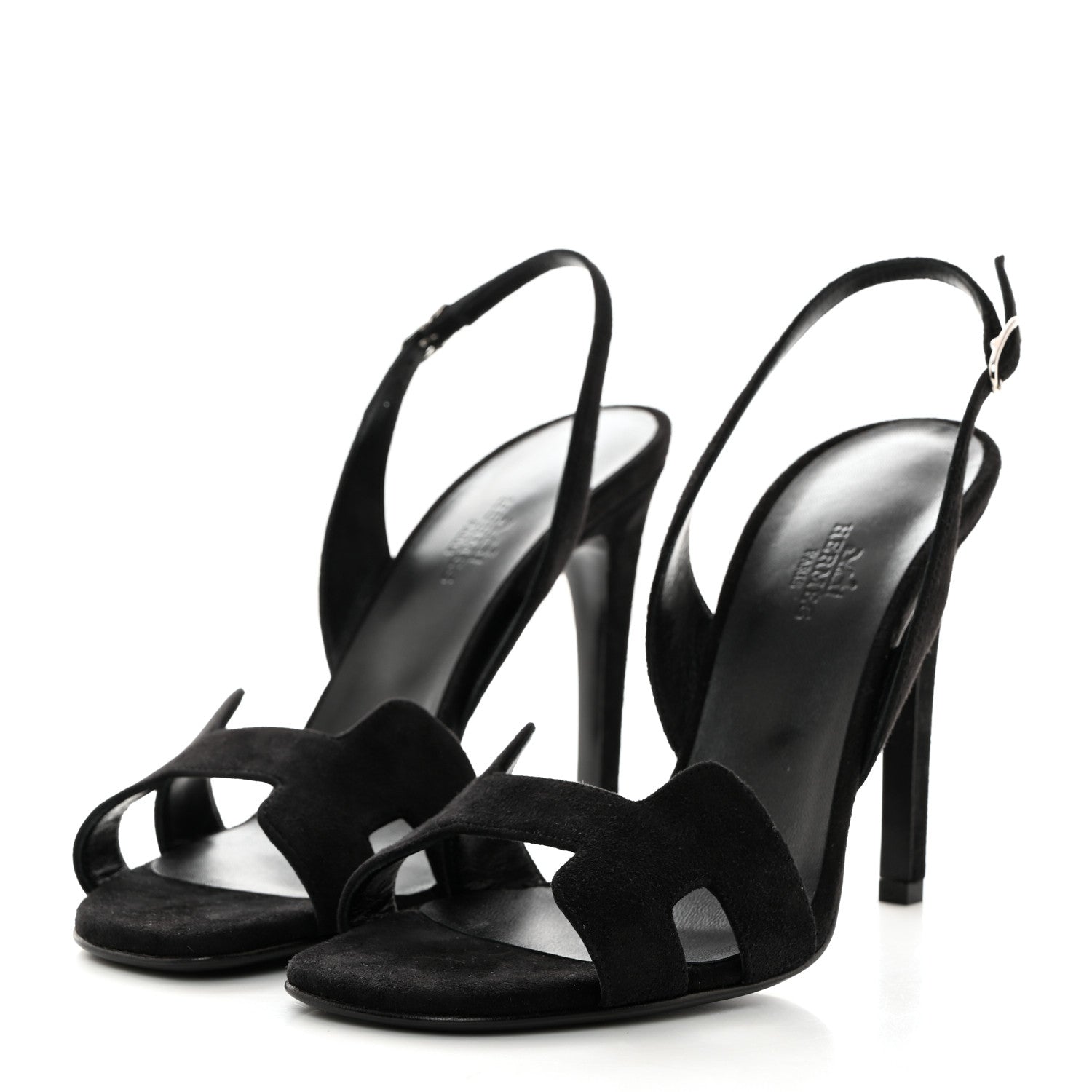 Hermes Suede Goatskin Heden 80 Sandals 38 Black 3 of 9