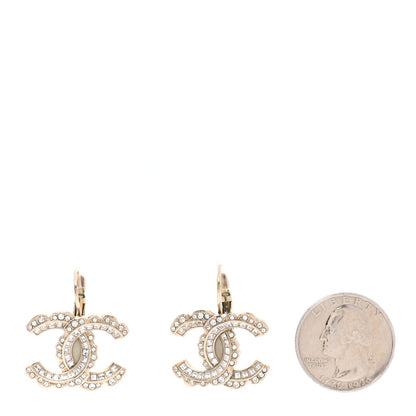Chanel Baguette Crystal CC Dangle Earrings Light Gold 2 of 4