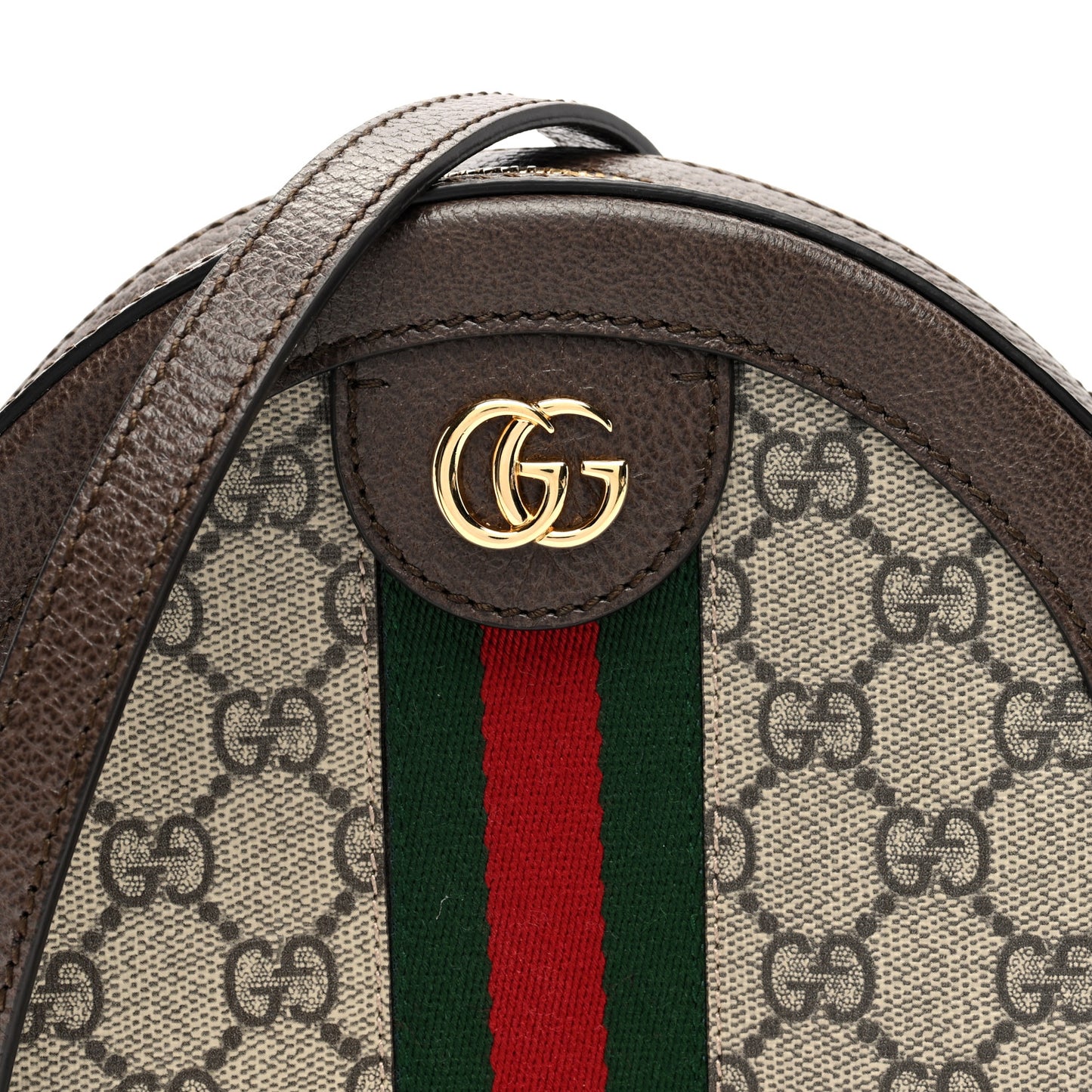 GG Supreme Monogram Web Mini Ophidia Round Shoulder Bag Brown
