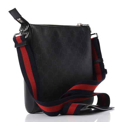 Gucci GG Supreme Monogram Web Small Flat Messenger Bag Black Grey 3 of 11