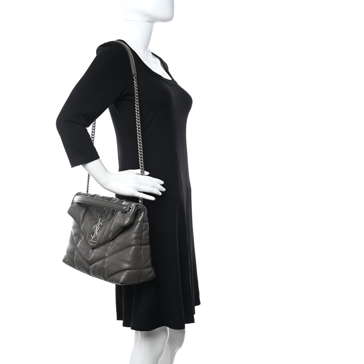 Calfskin Y Quilted Monogram Medium Loulou Chain Satchel Concrete