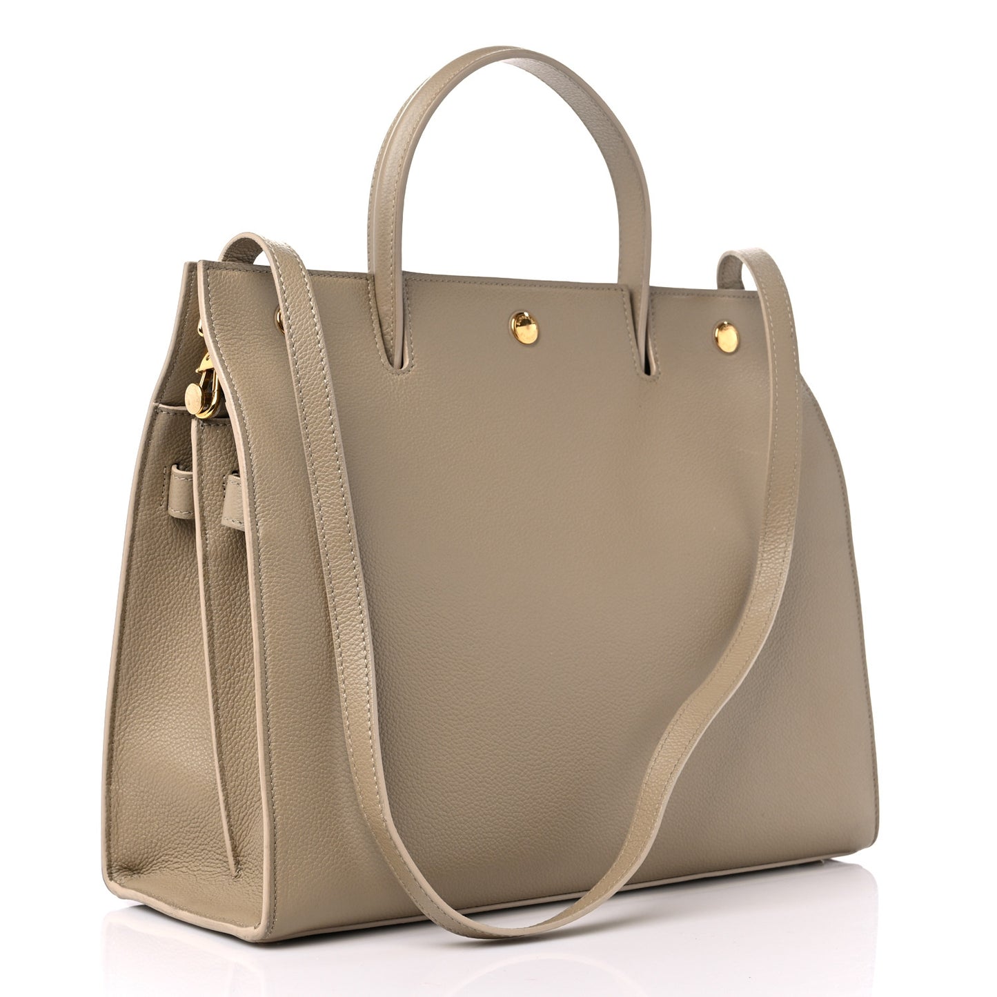 Grainy Calfskin Medium Title Bag Honey