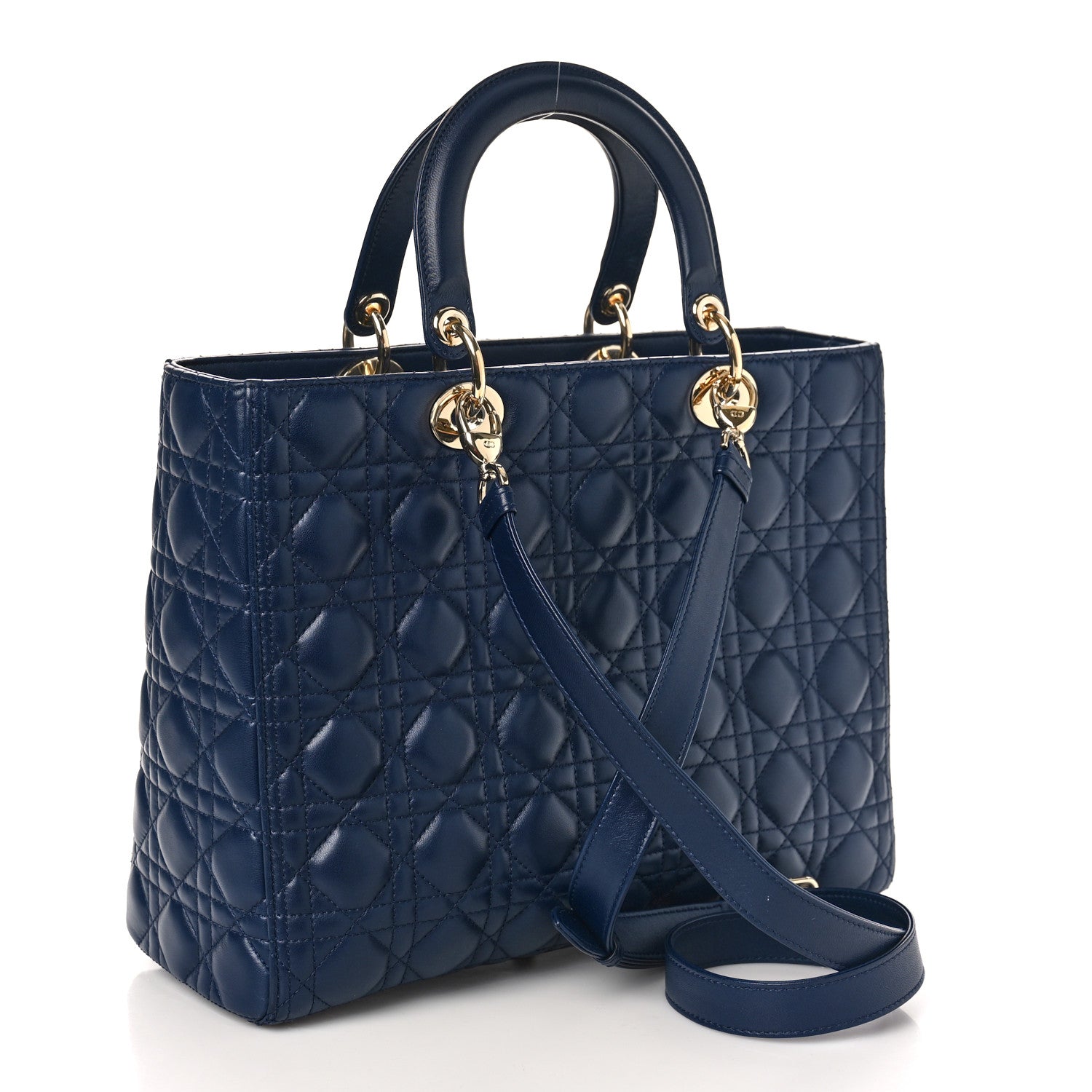 Christian Dior Lambskin Cannage Large Lady Dior Navy Blue 3 of 9
