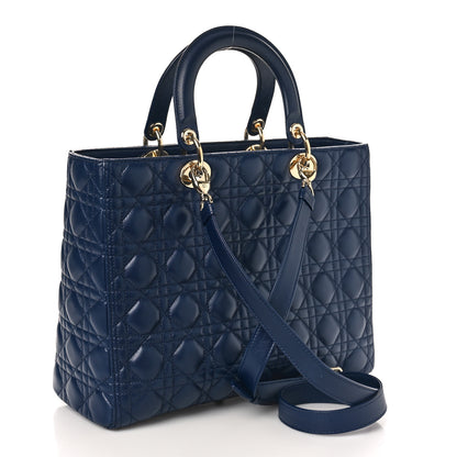 Christian Dior Lambskin Cannage Large Lady Dior Navy Blue 3 of 9