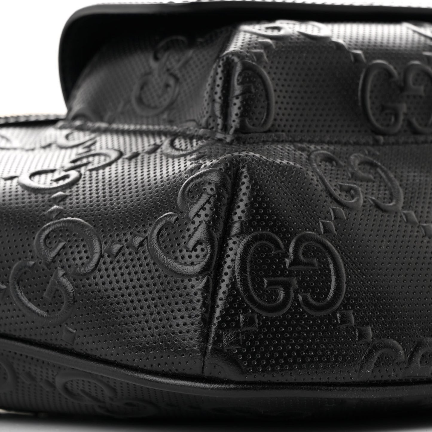 Calfskin GG Tennis Embossed Pocket Belt Bag Black