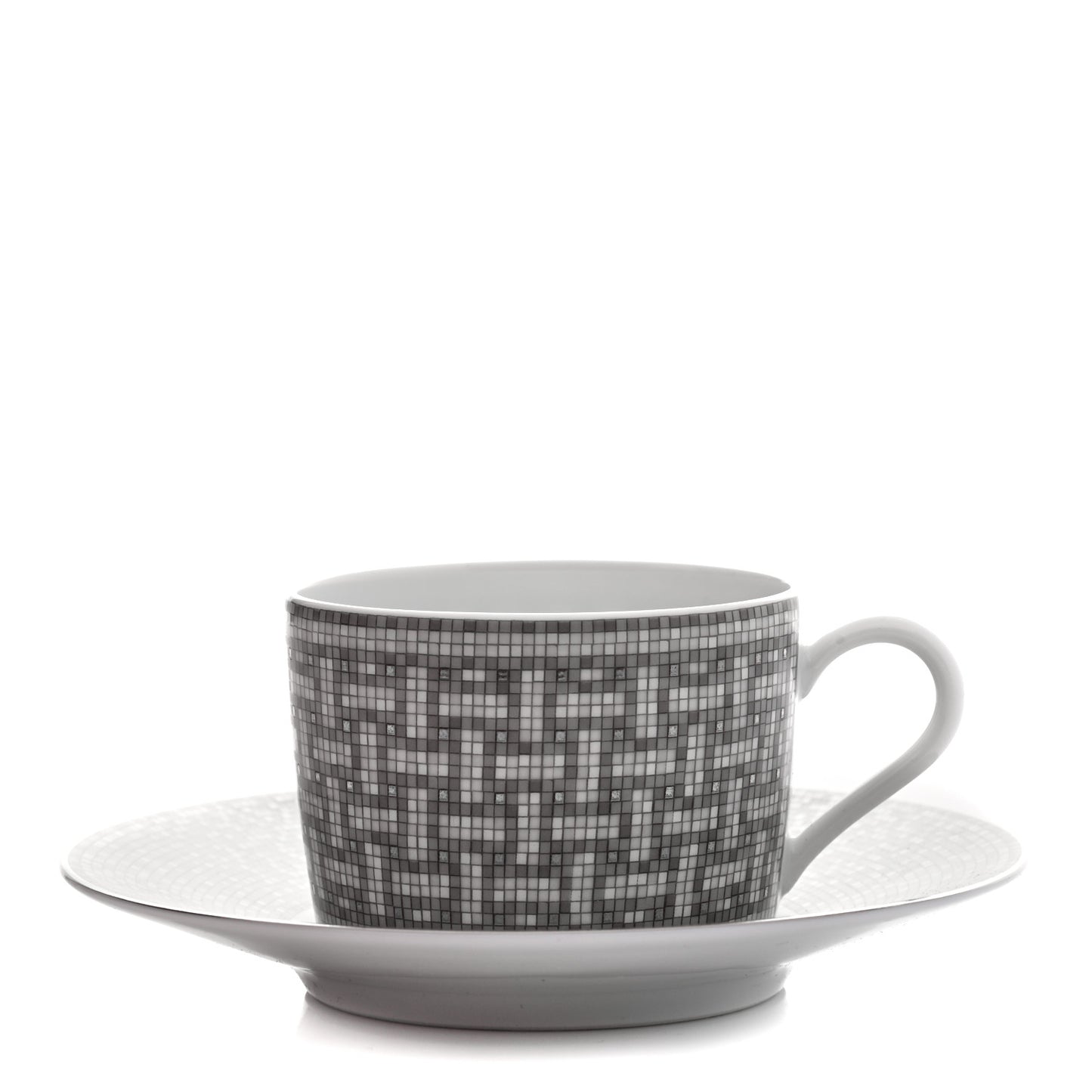 Porcelain Mosaique Au 24 Platine Tea Cup And Saucer Platinum