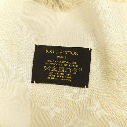 Louis Vuitton Silk Wool Monogram Shine Shawl Beige 3 of 3