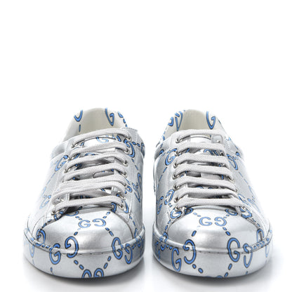 Gucci Miro Rubber Wax GucciGhost Print Mens New Ace Sneakers 7 Silver 2 of 9