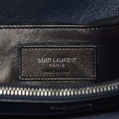 Saint Laurent Sheepskin Matelasse Chevron Monogram Large College Satchel Navy Blue 8 of 16