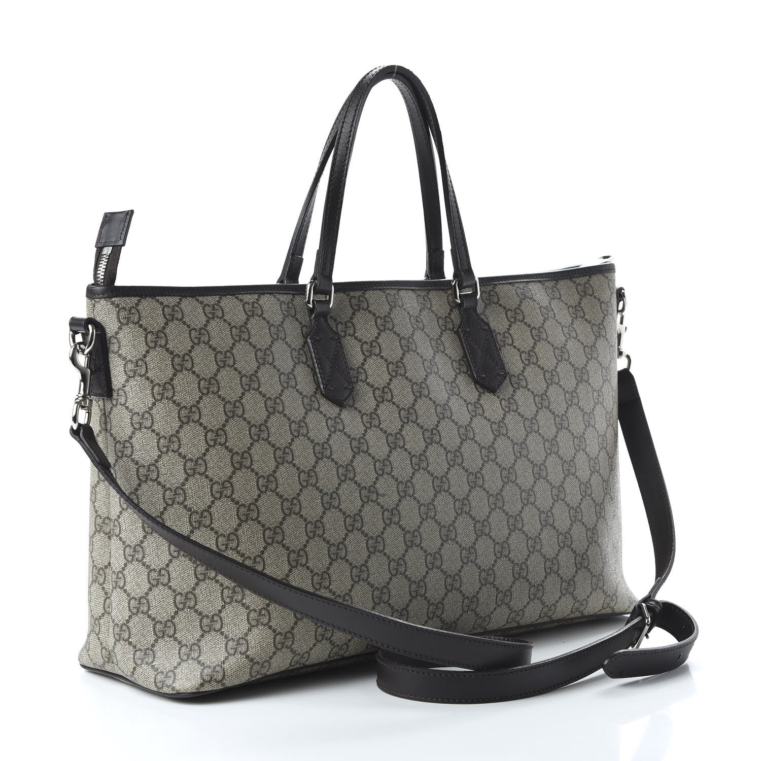 Gucci GG Supreme Monogram Medium Zippered Tote Dark Brown 3 of 10