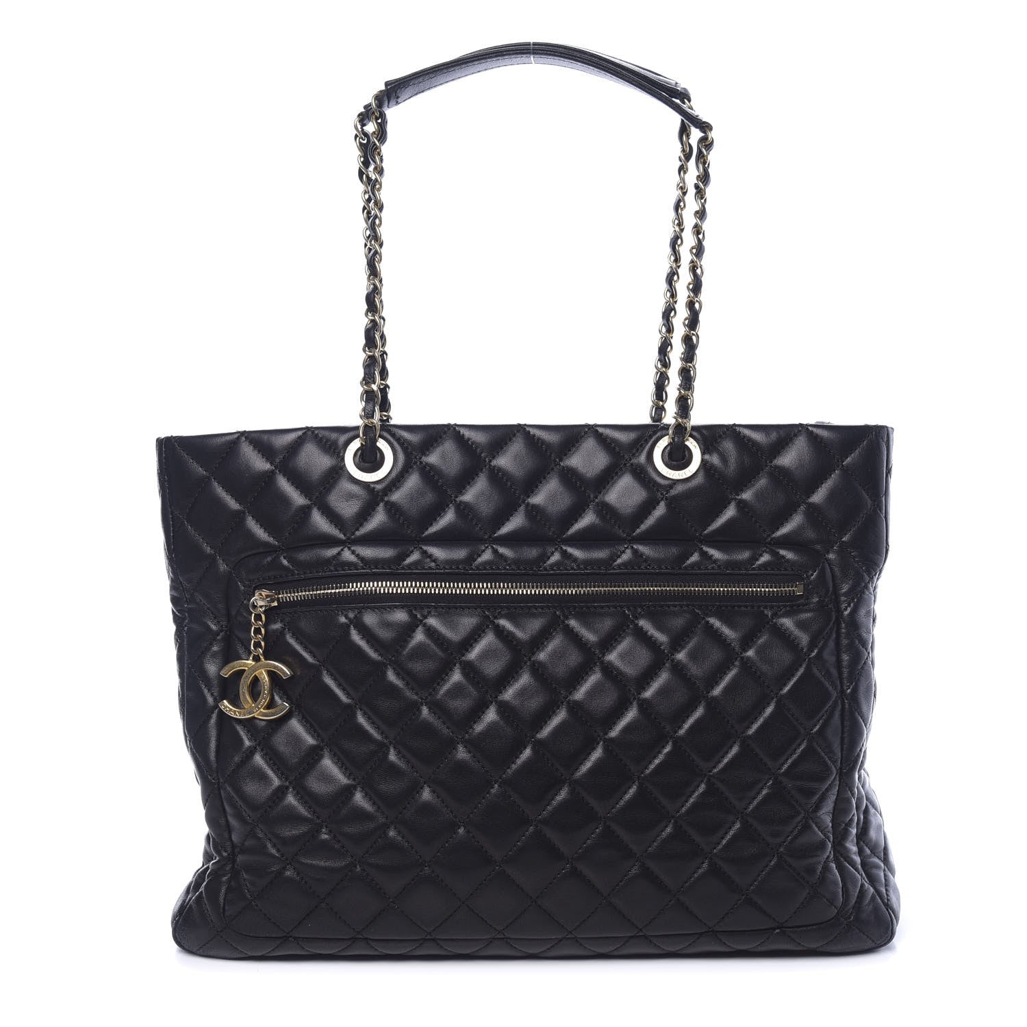 Chanel Lambskin Quilted Large Tote Black 1 of 11