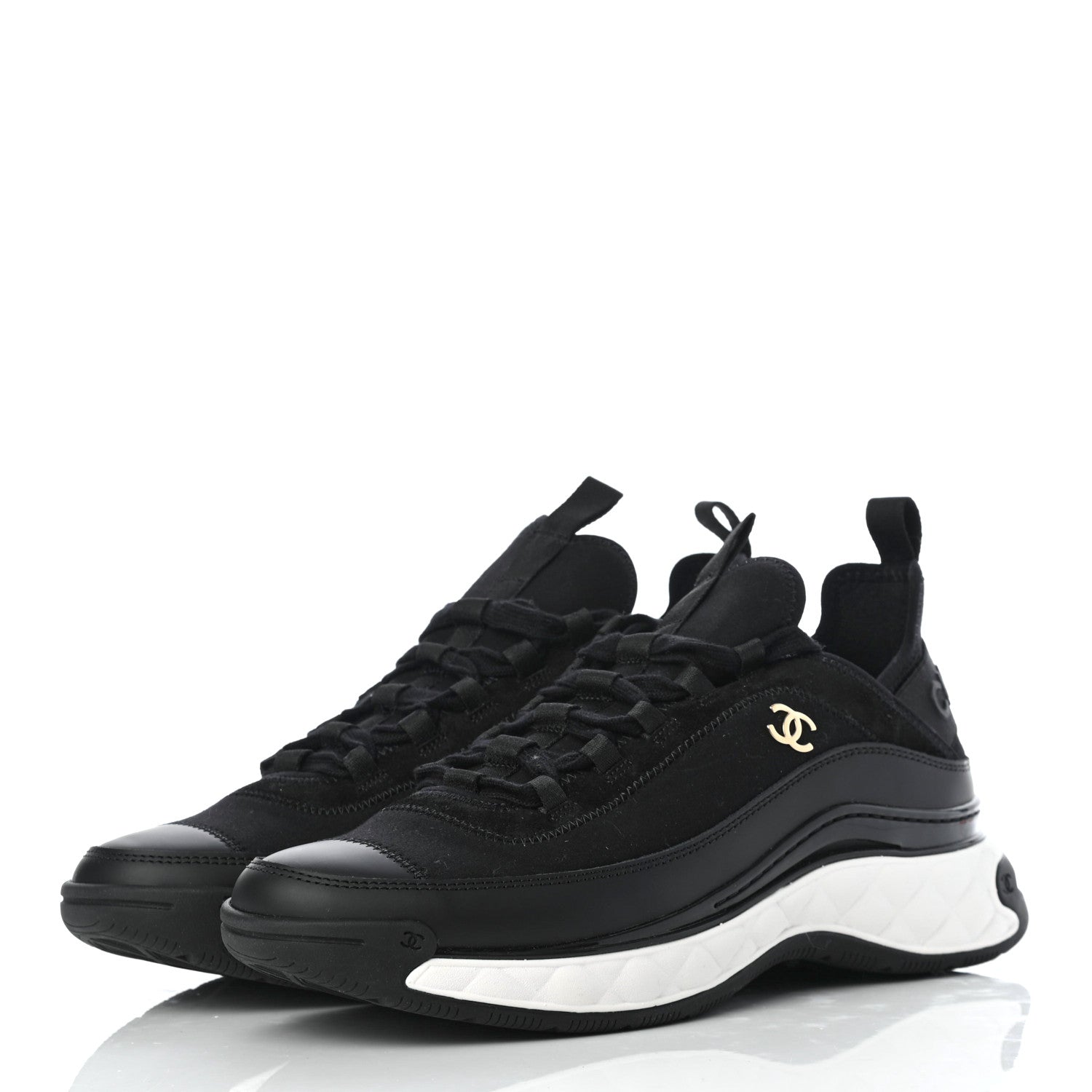 Chanel Velvet Calfskin Mixed Fibers CC Sneakers 40.5 Black 3 of 9
