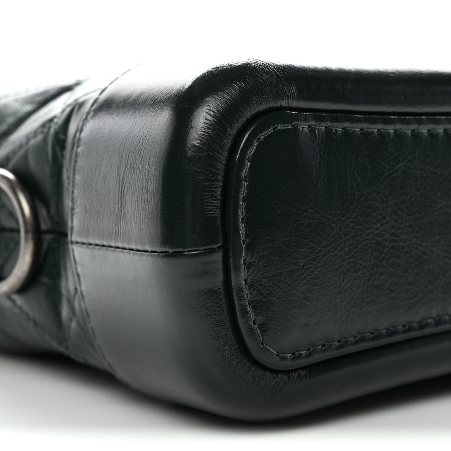 Aged Calfskin Quilted Small Gabrielle Hobo Dark Green
