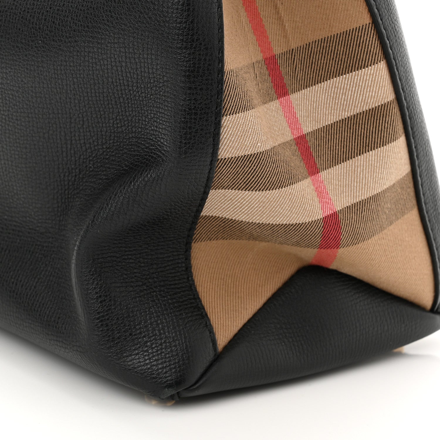Burberry Grainy Calfskin House Check Large Banner Tote Black 12 of 14