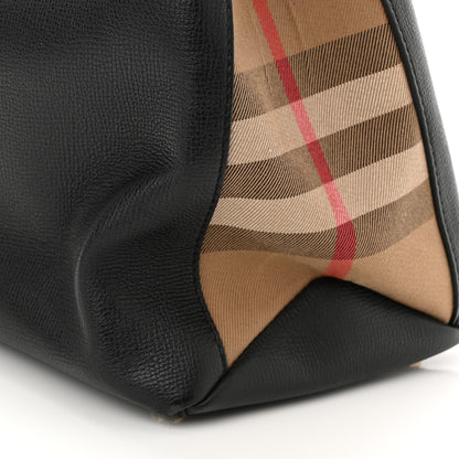 Burberry Grainy Calfskin House Check Large Banner Tote Black 12 of 14