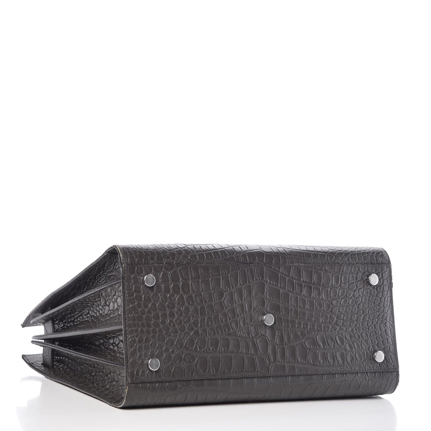 Saint Laurent Calfskin Crocodile Embossed Small Sac De Jour Coal 4 of 12