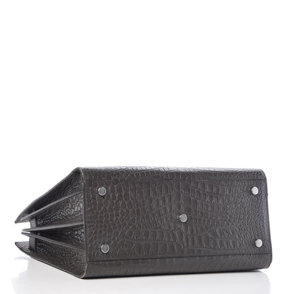 Saint Laurent Calfskin Crocodile Embossed Small Sac De Jour Coal 4 of 12