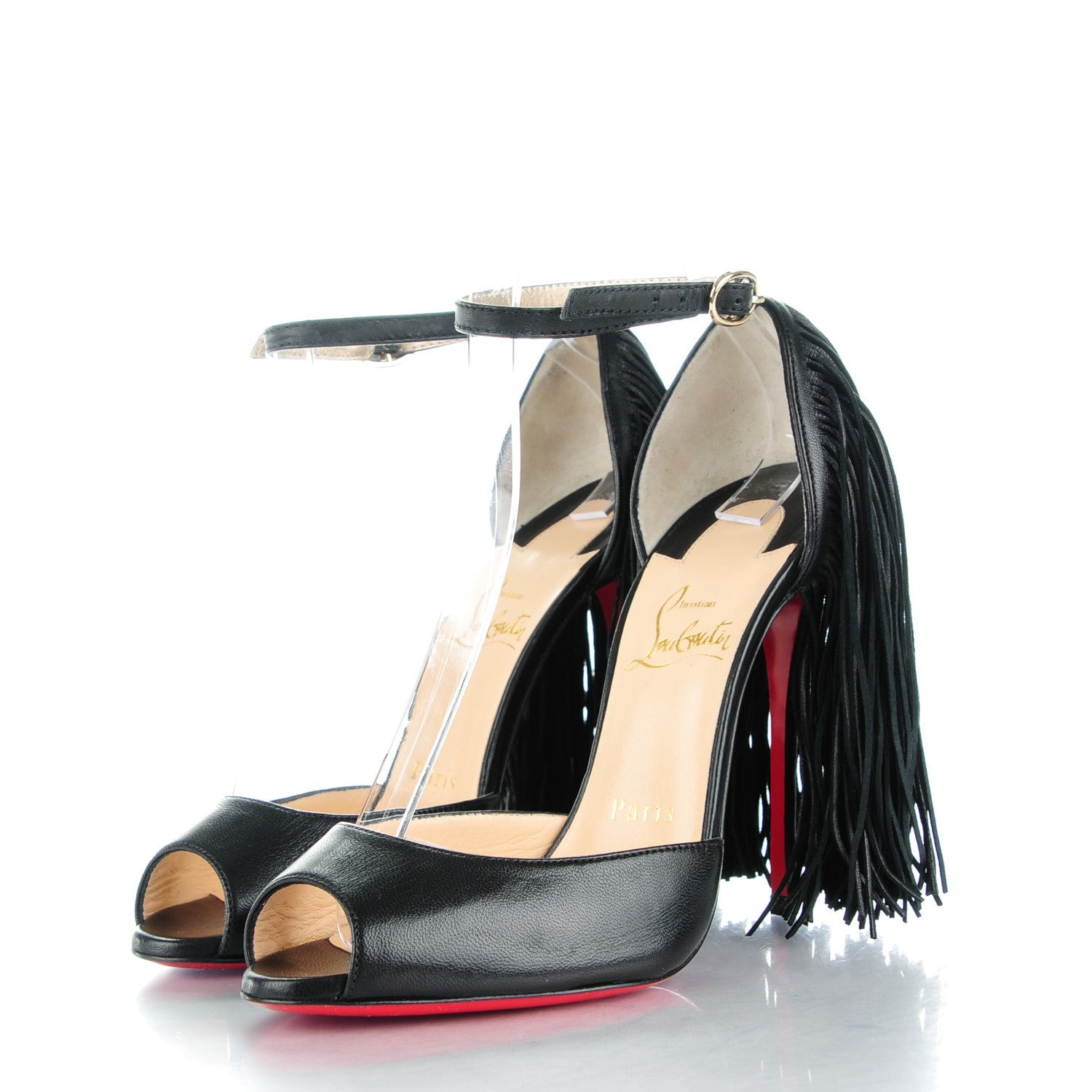 Christian Louboutin Nappa Fringe Otrot 120 Pumps 36.5 Black 3 of 8