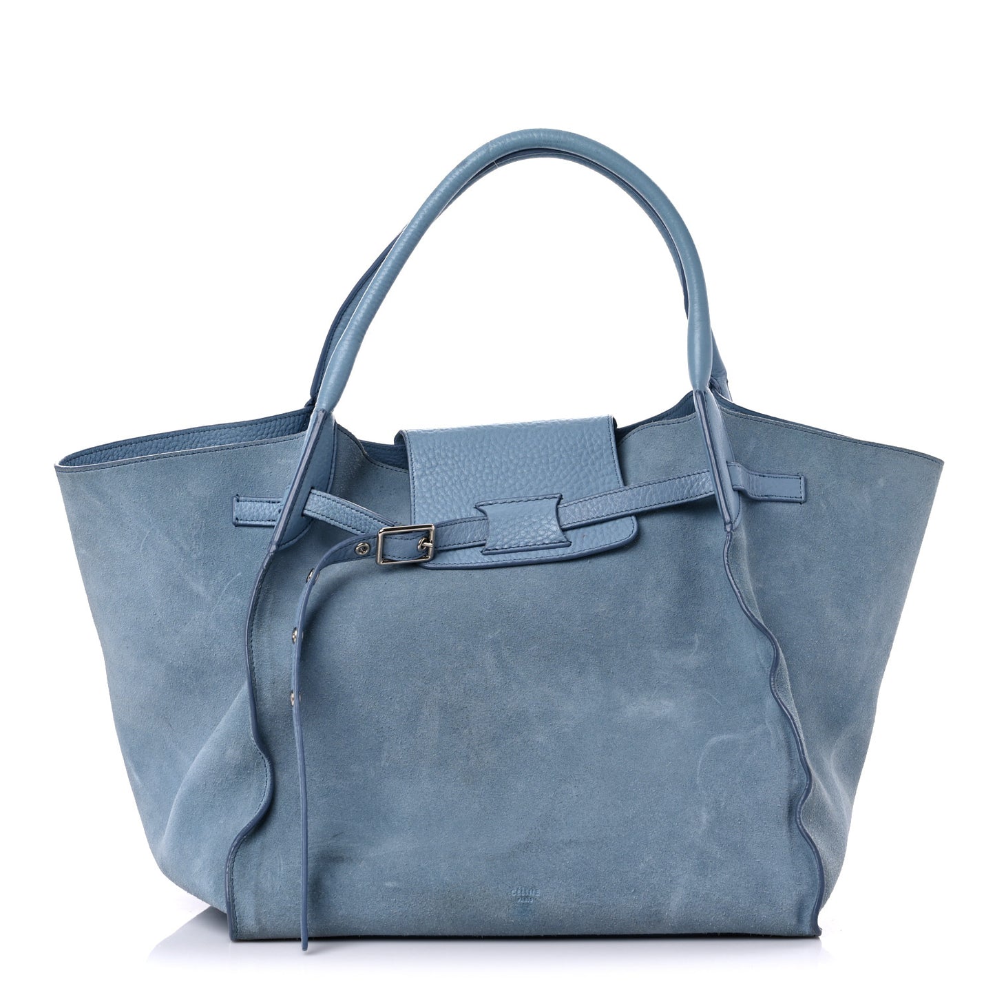 Suede Supple Grained Calfskin Medium Big Bag Slate Blue