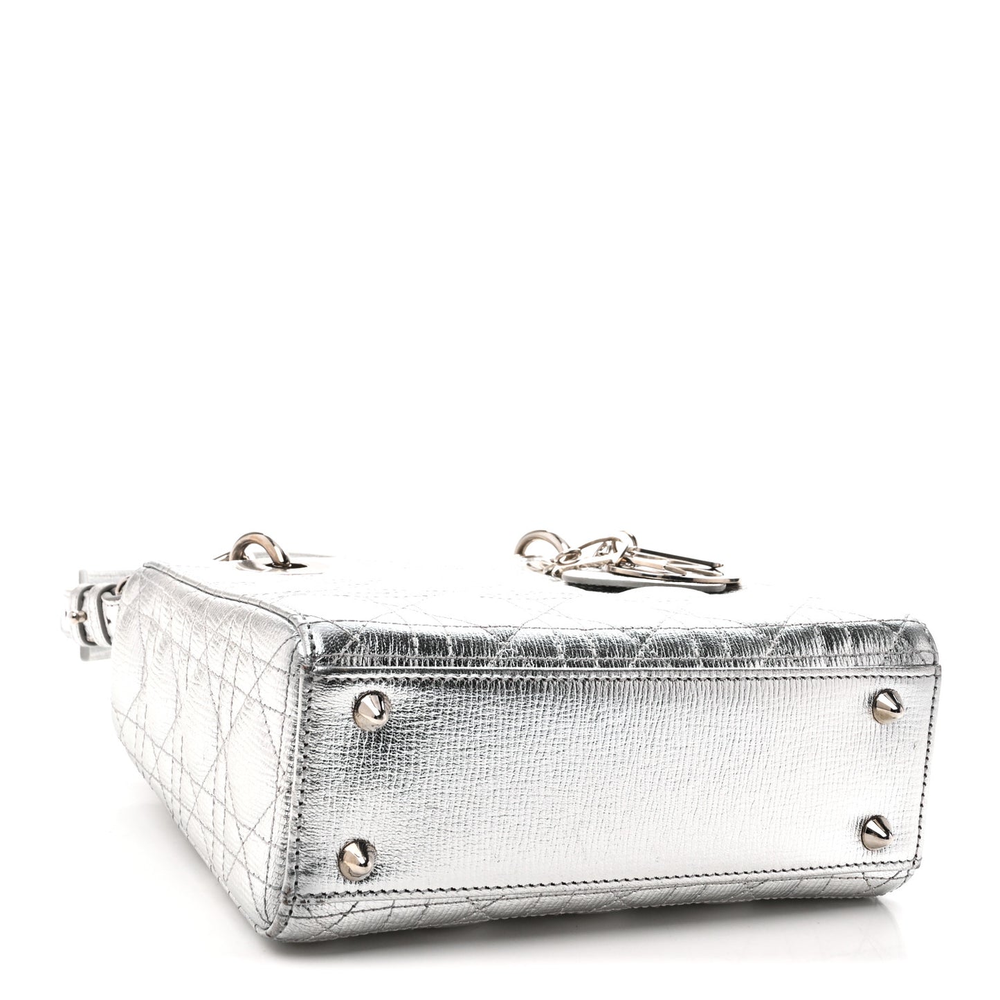 Metallic Grained Calfskin Cannage Small My ABCDior Lady Dior Silver