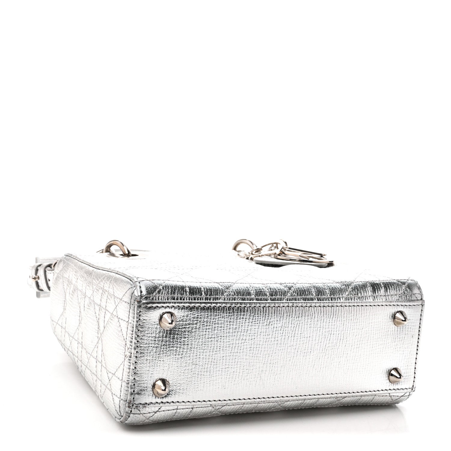 Christian Dior Metallic Grained Calfskin Cannage Small My ABCDior Lady Dior Silver 4 of 9